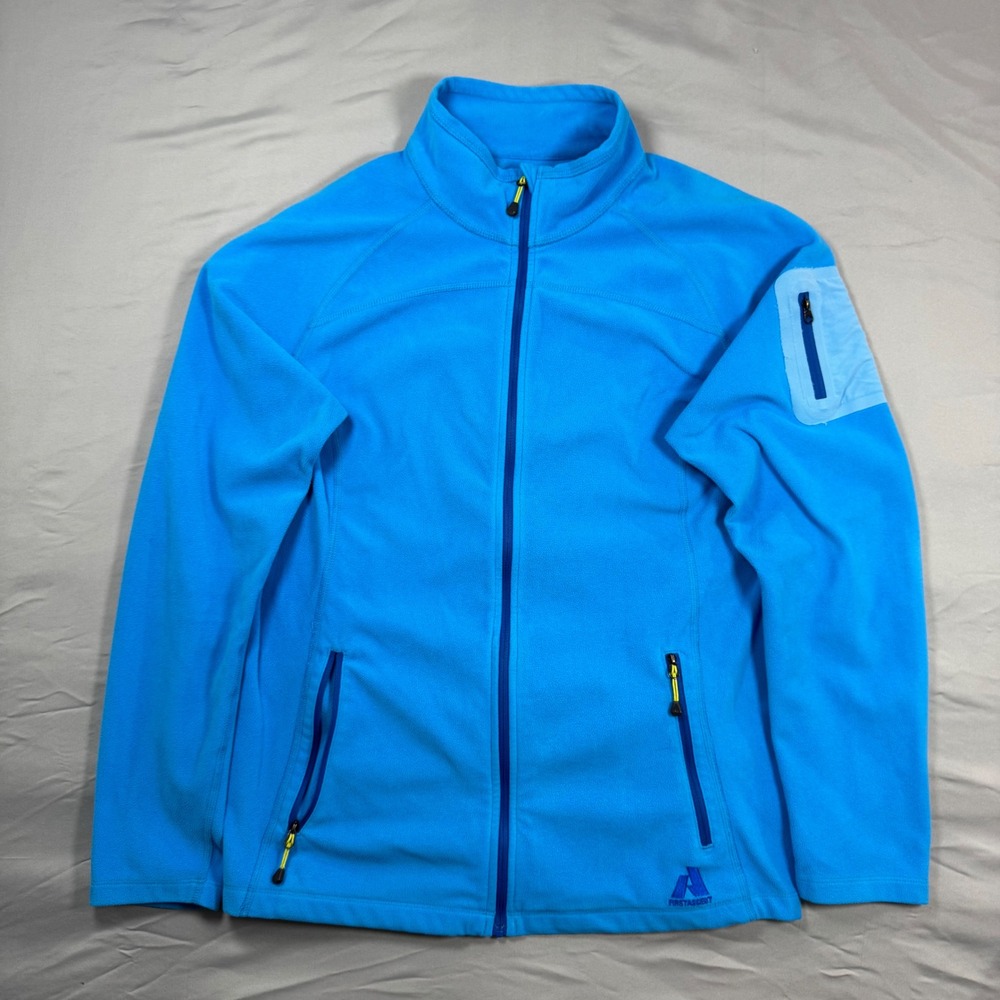 Eddie Bauer First Ascent Womens L Blue Fleece Full Zip Jacket Outdoor Hiking